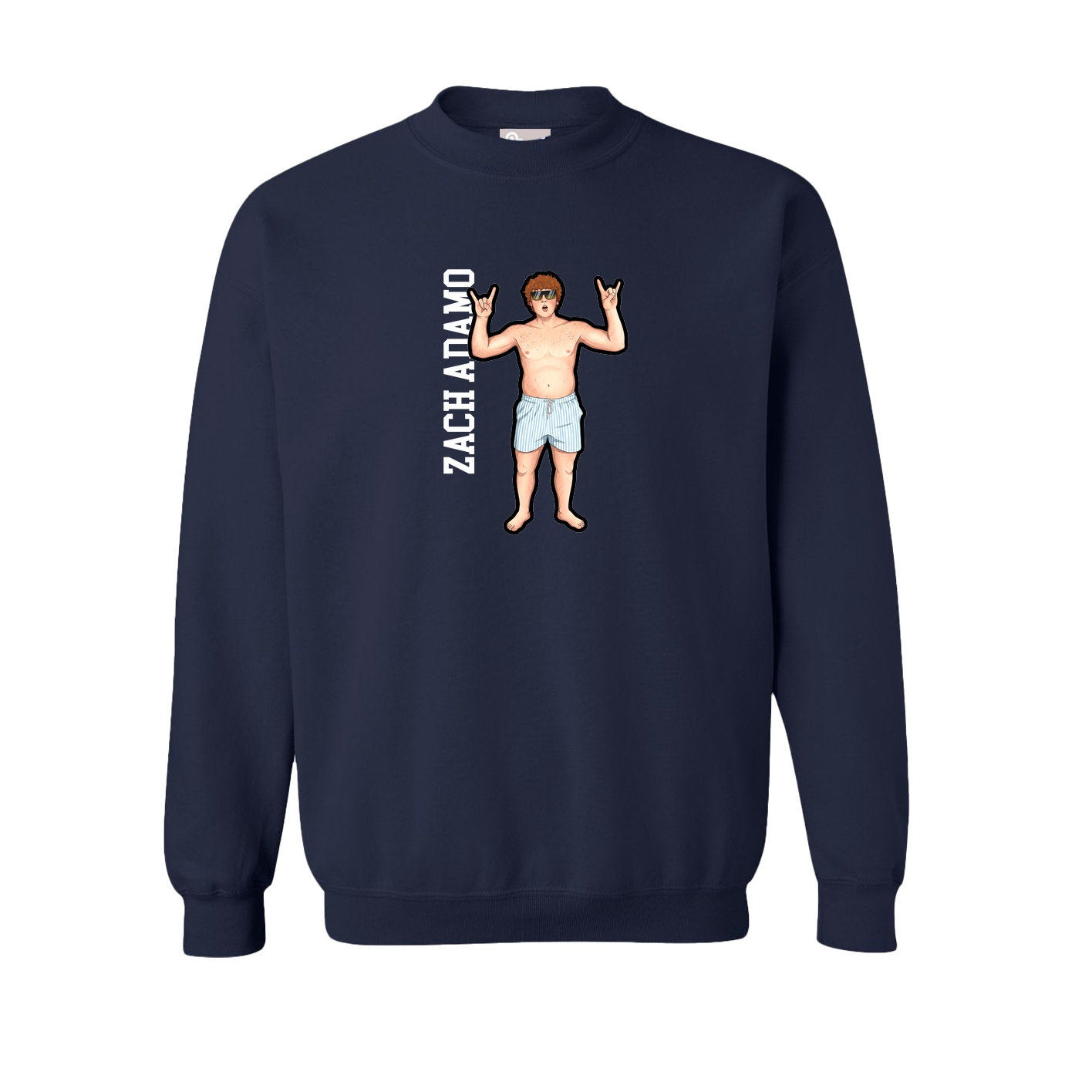 Fleece Crew — Name Vertical in Navy