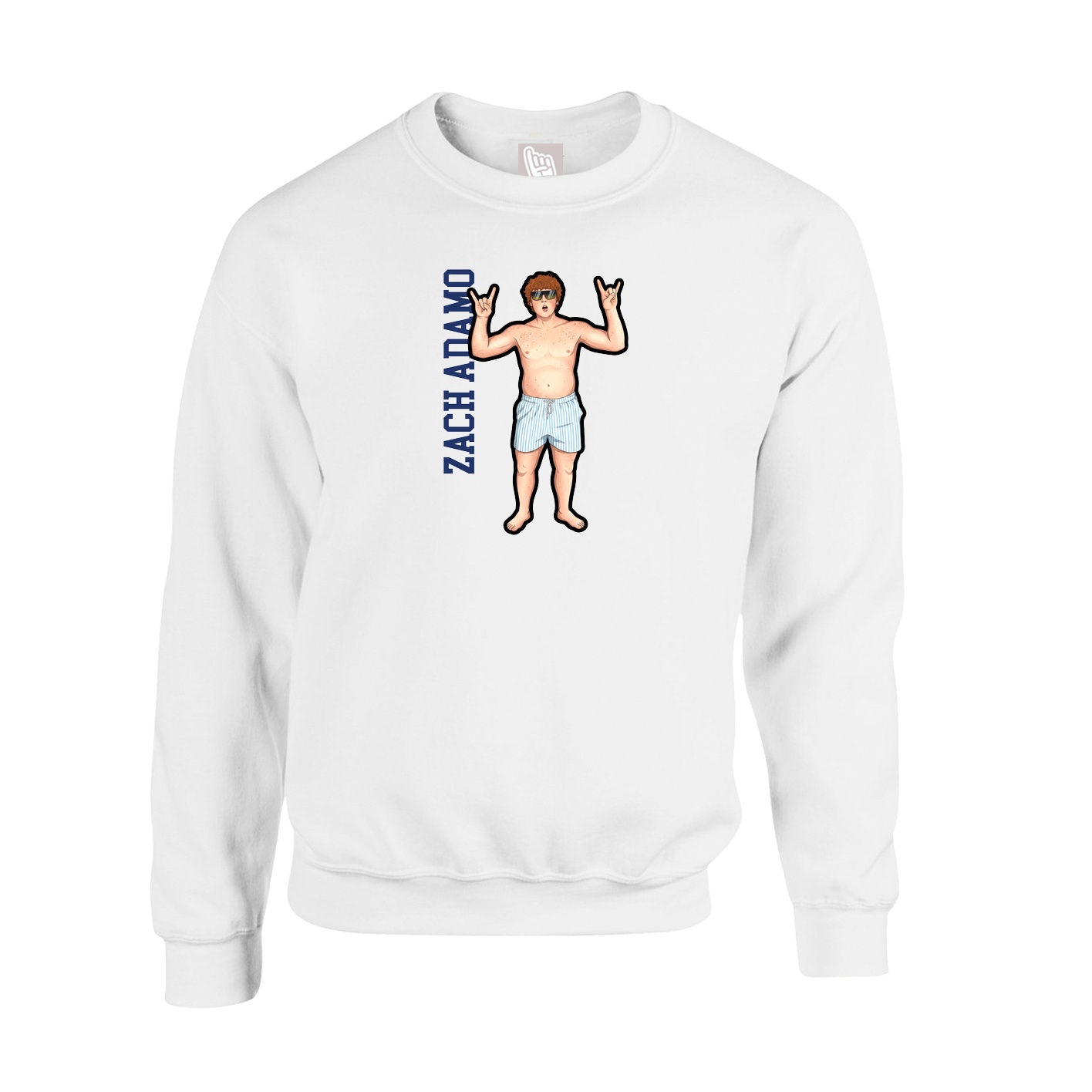 Fleece Crew — Name Vertical in White