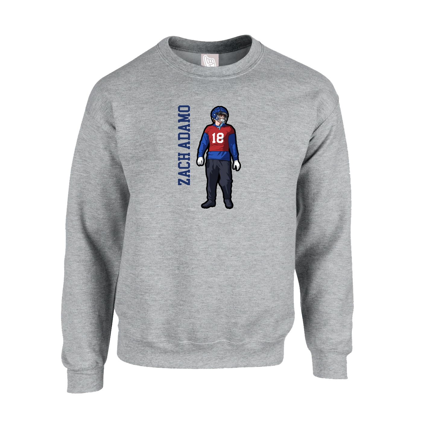 Fleece Crew — Name Vertical in Grey