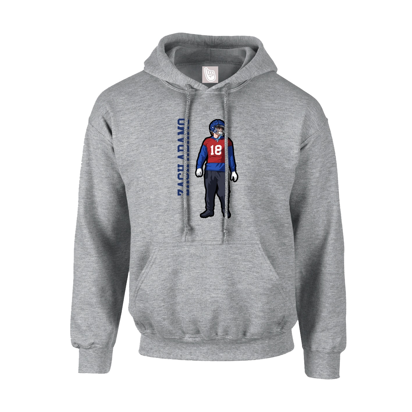 Youth Hoodie — Name Vertical in Grey