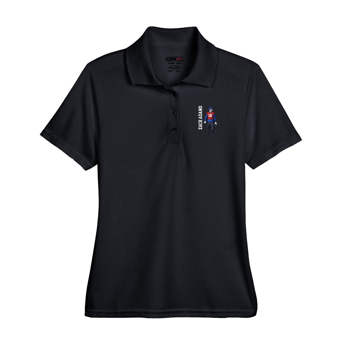 Performance Polo — Name Vertical in Black