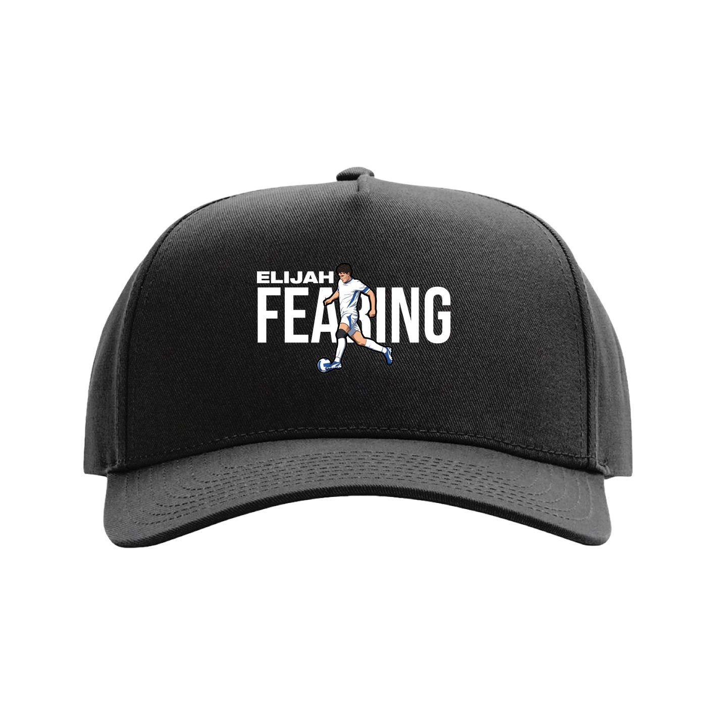 Full Fabric Five-Panel Champ Cap — Player Name in Black