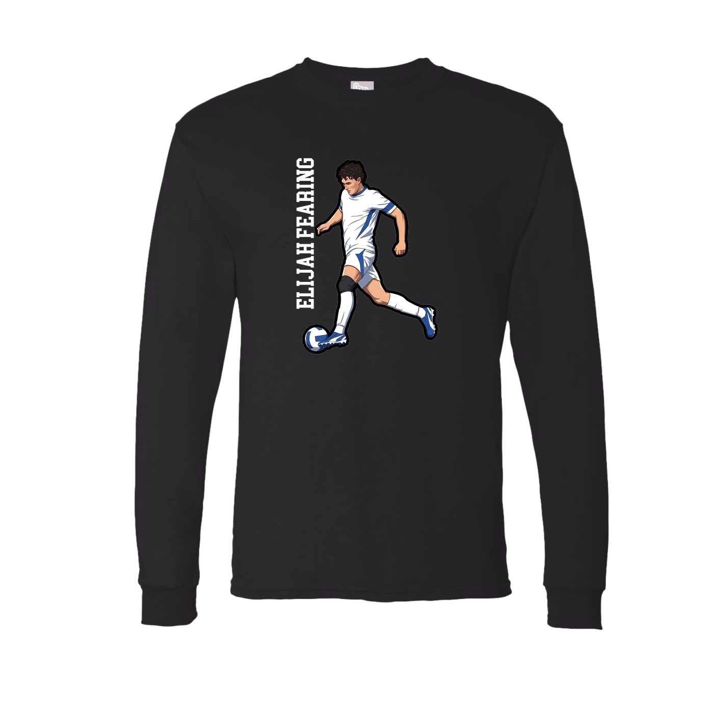 Long Sleeve Tee — Name Vertical in Black