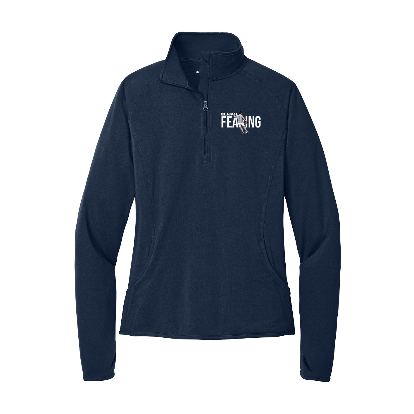 Women's Q-Zip Pullover — Player Name in Navy