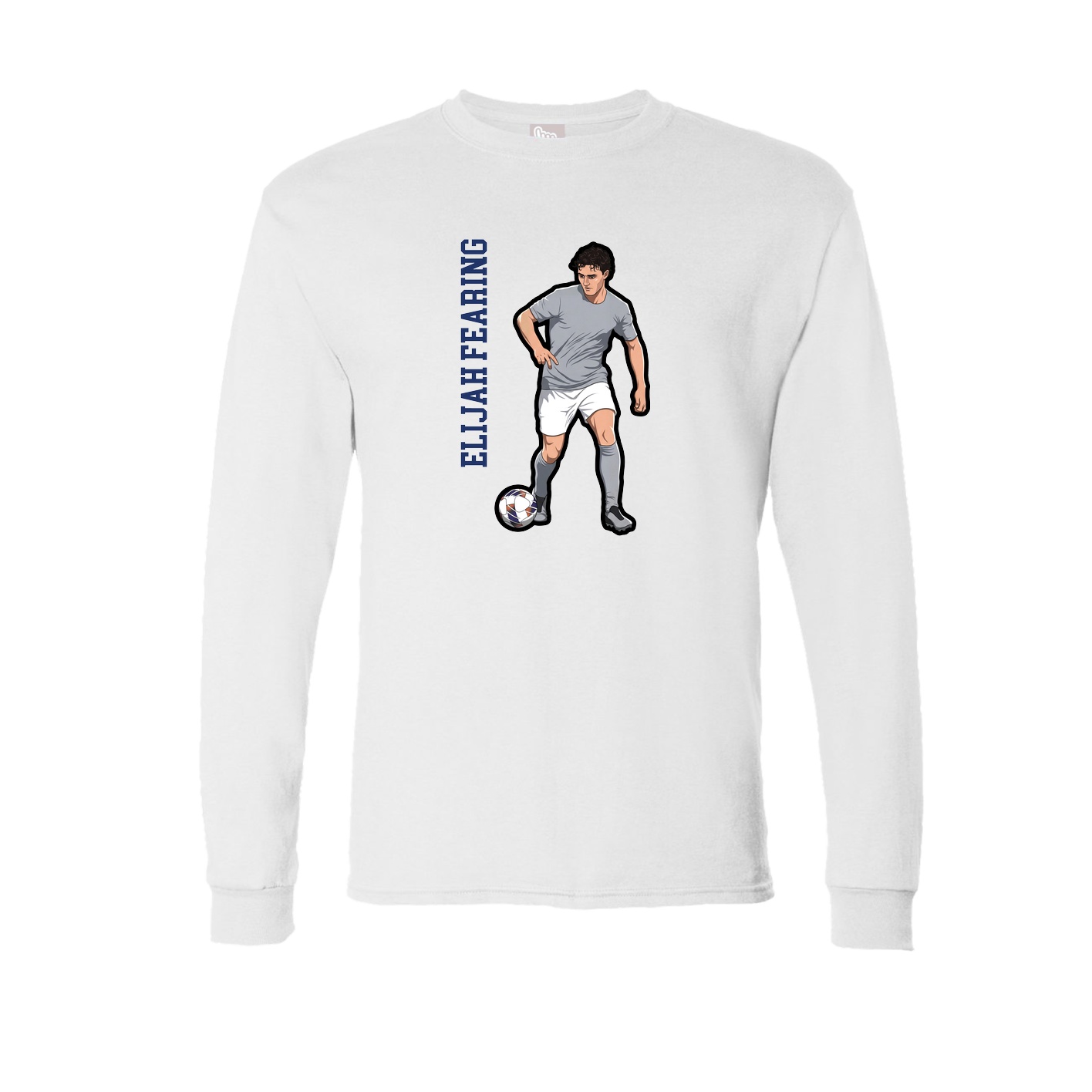 Long Sleeve Tee — Name Vertical in White