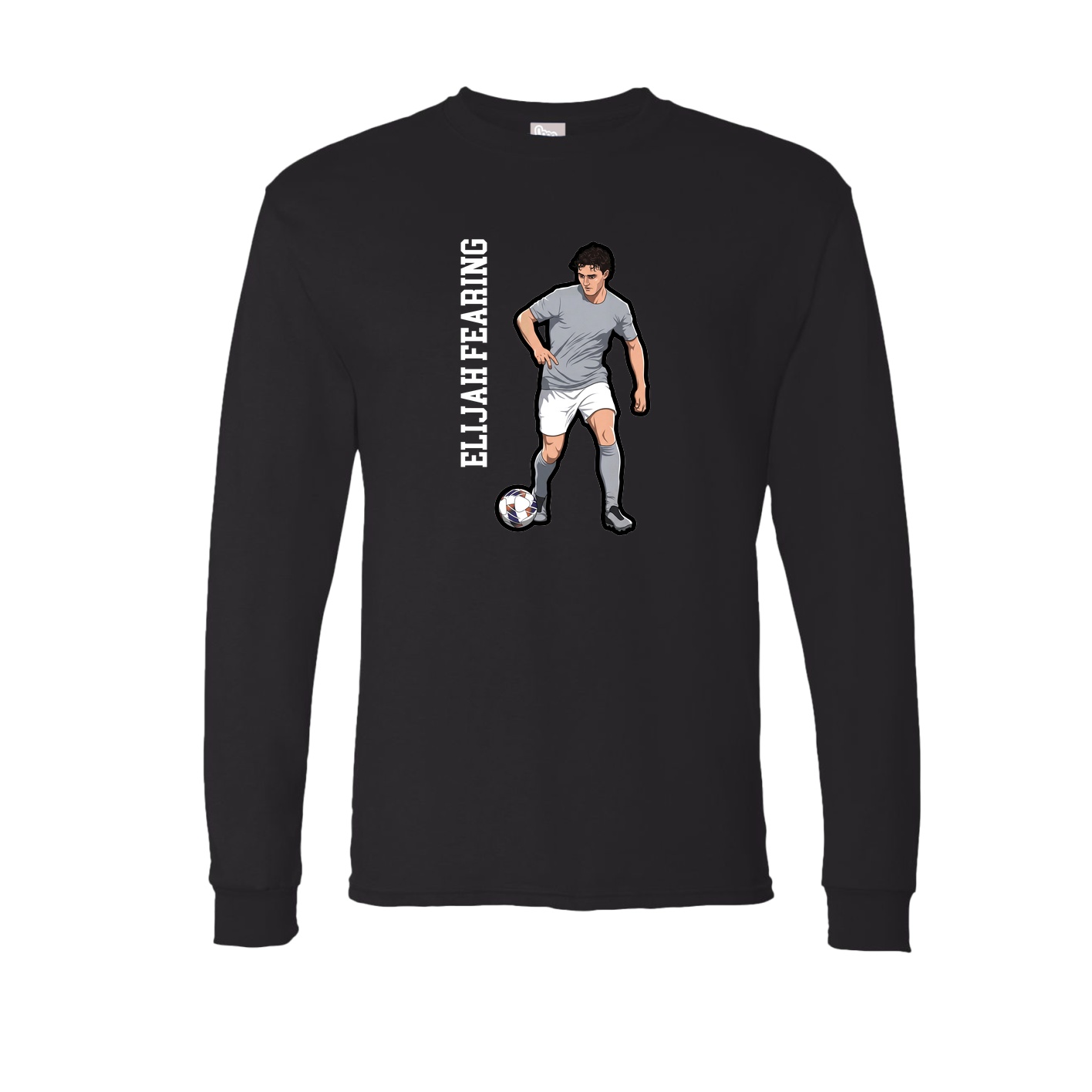 Long Sleeve Tee — Name Vertical in Black
