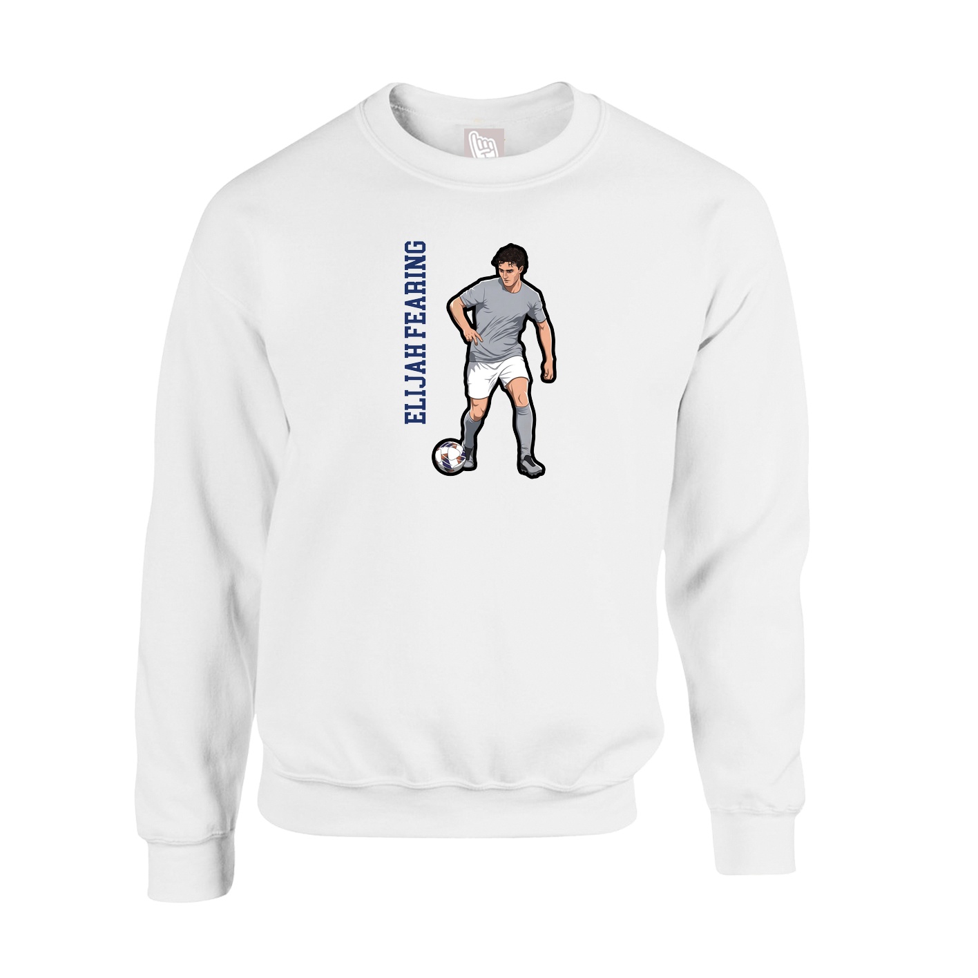 Fleece Crew — Name Vertical in White