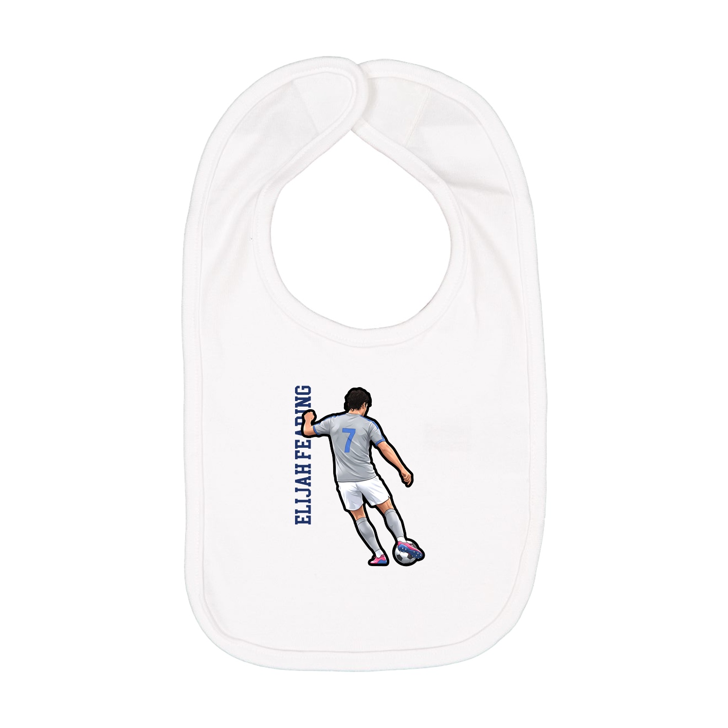 Infant Bib — Name Vertical in White
