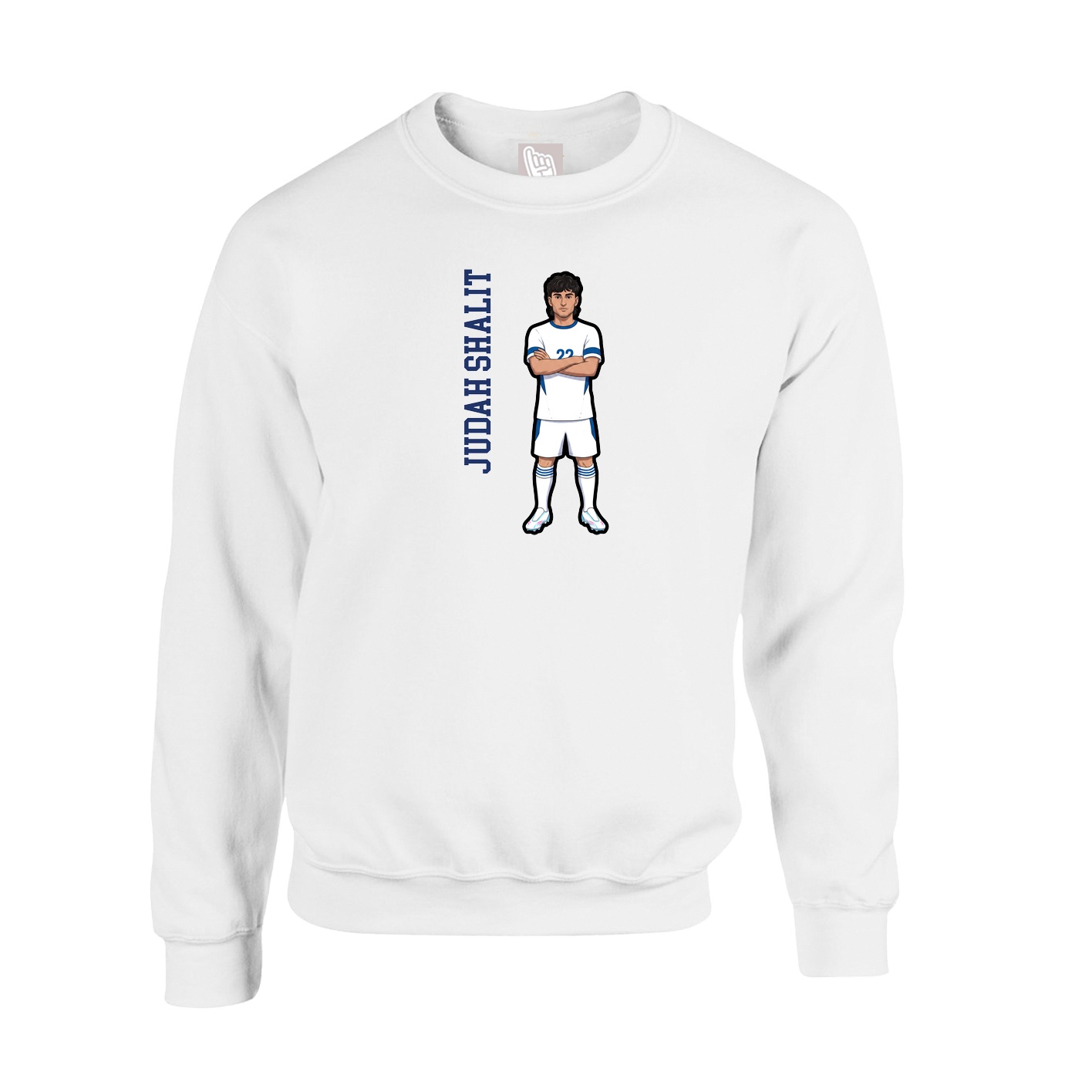 Fleece Crew — Name Vertical in White