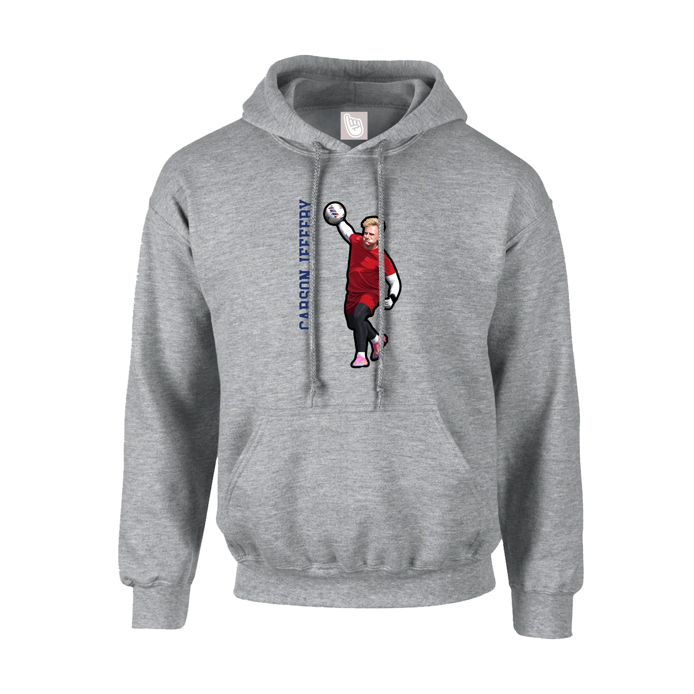 Hoodie — Name Vertical in Grey
