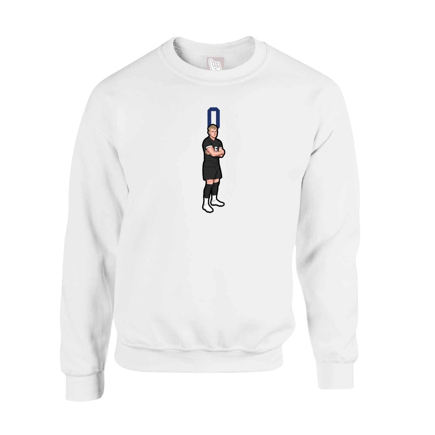Fleece Crew — Number Top in White
