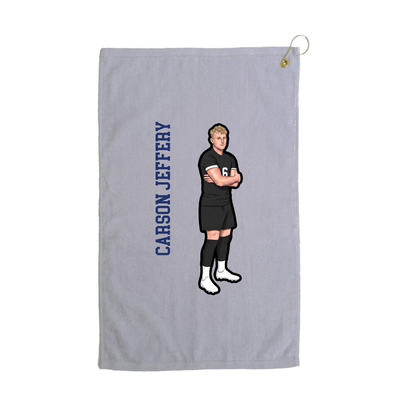 Golf Towel — Name Vertical in Grey