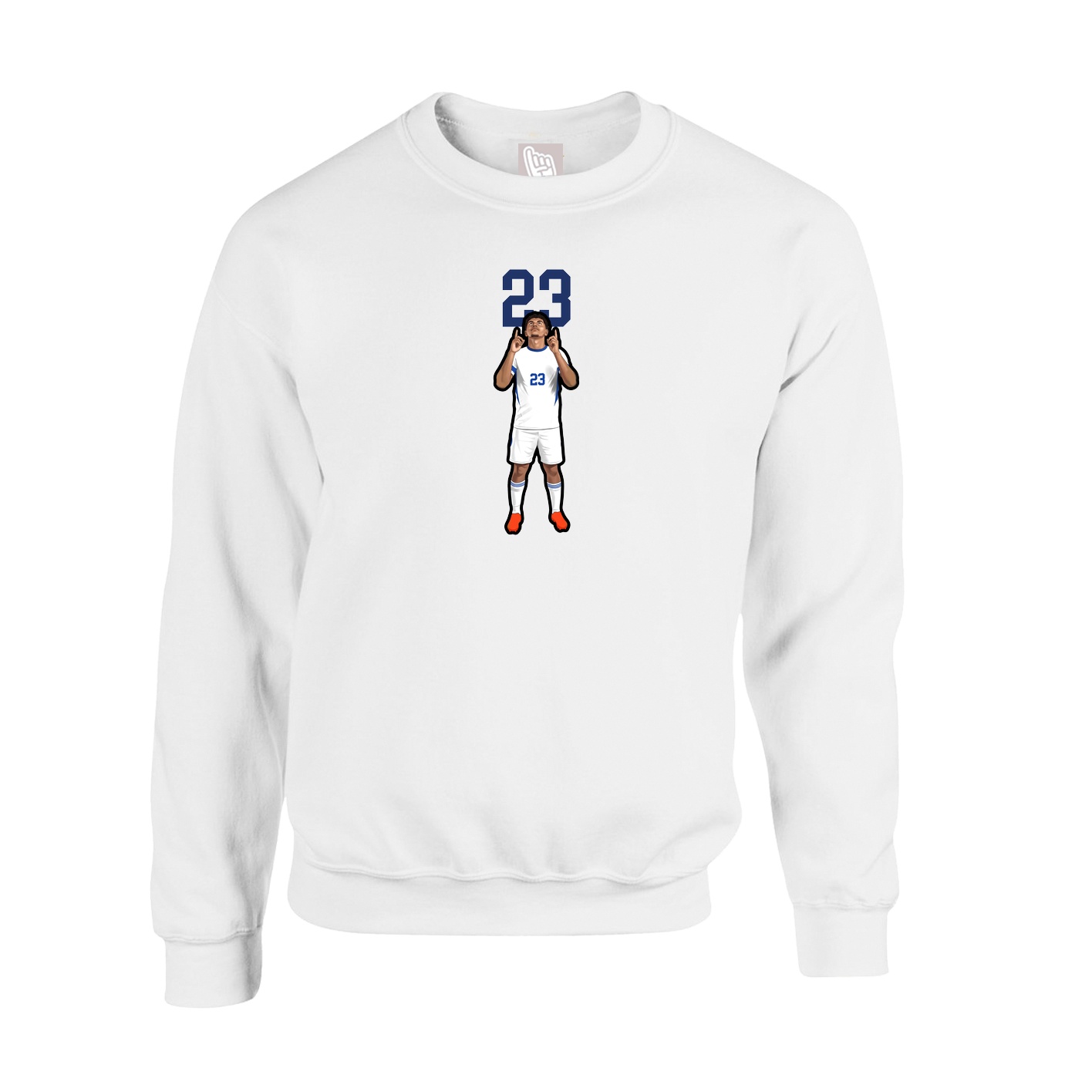 Fleece Crew — Number Top in White