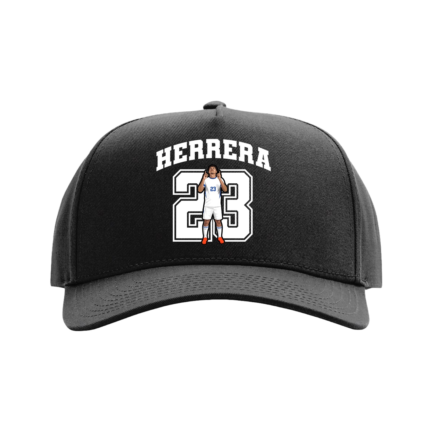 Full Fabric Five-Panel Champ Cap — Number in Black