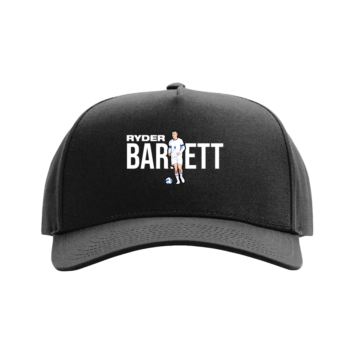 Full Fabric Five-Panel Champ Cap — Player Name in Black