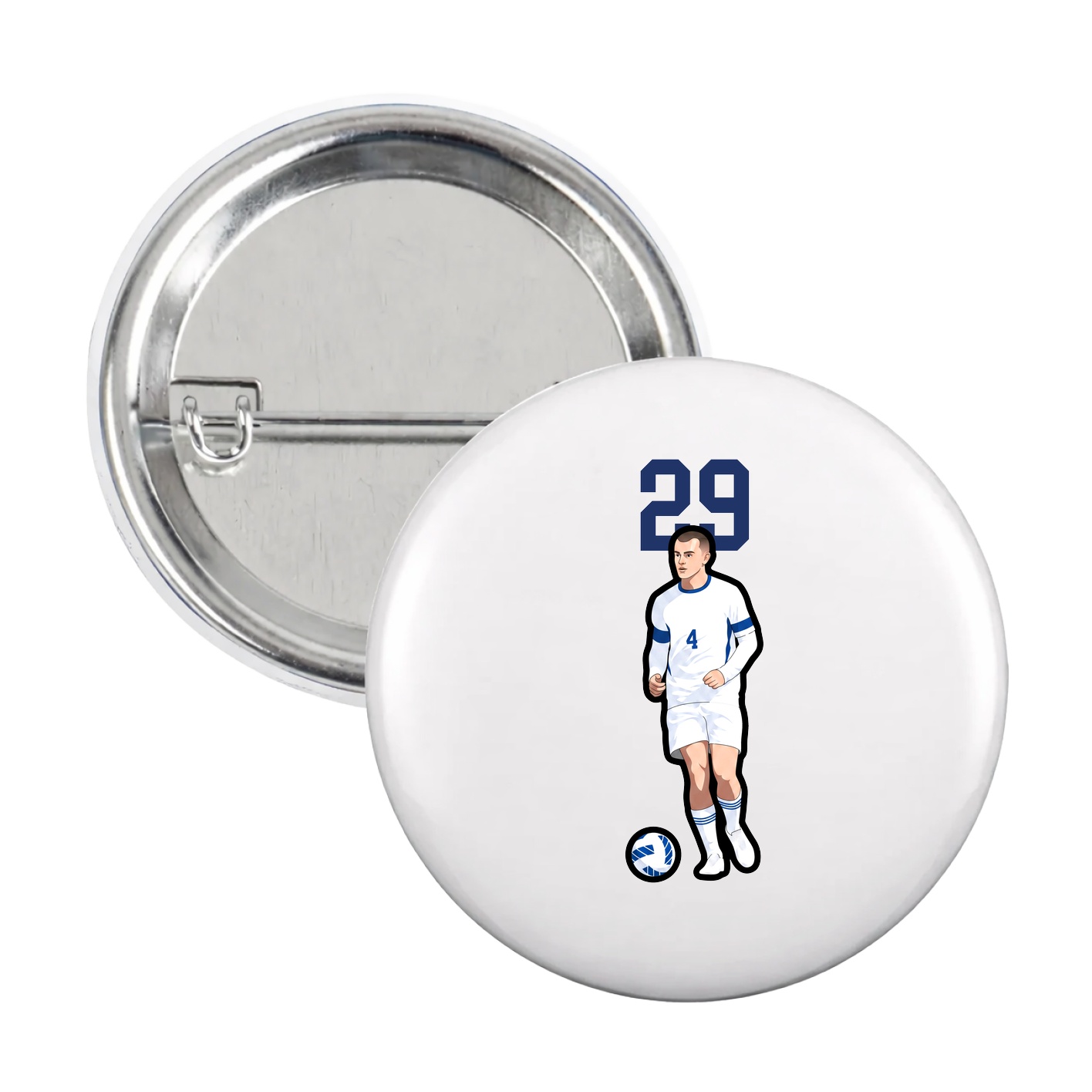 Game Day Button — Number Top in White