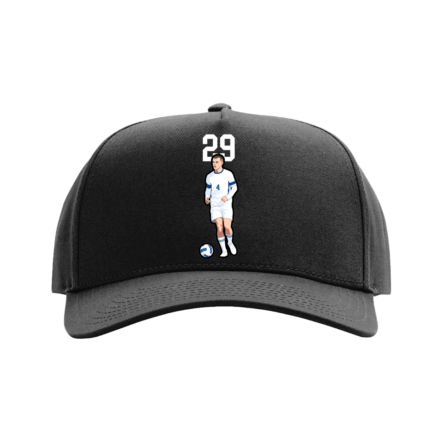 Full Fabric Five-Panel Champ Cap — Number Top in Black