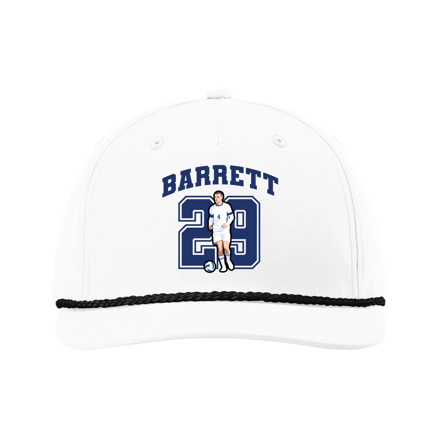 Five-Panel Classic Rope Cap — Number in White