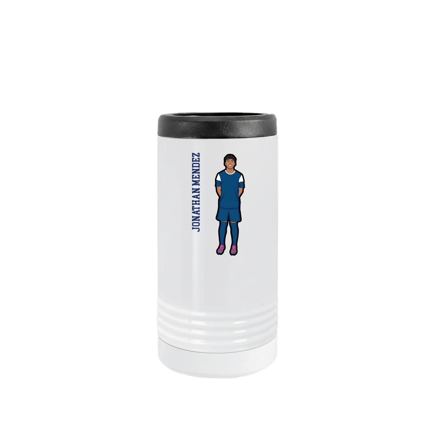 Slim Beverage Holder — Name Vertical in White