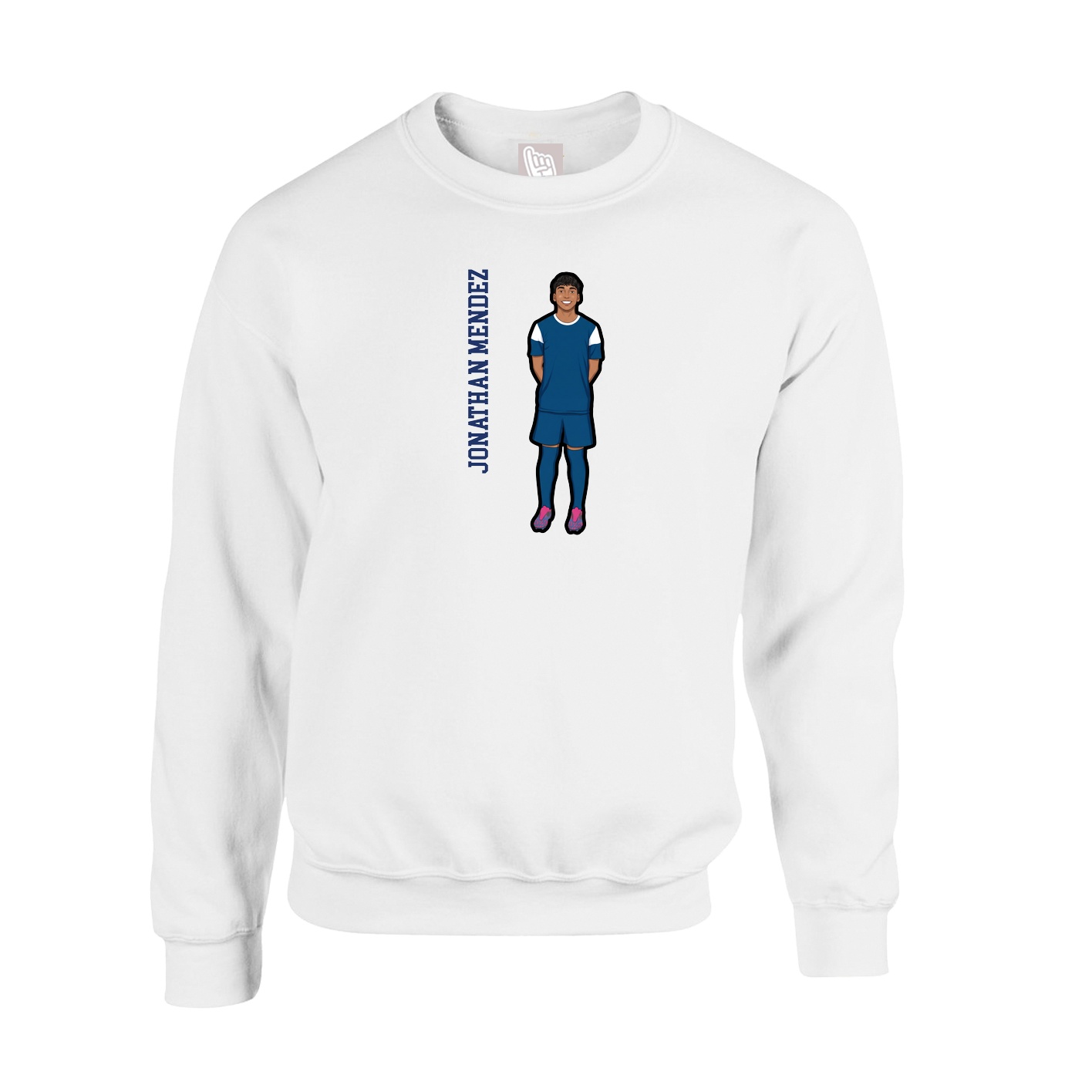 Fleece Crew — Name Vertical in White