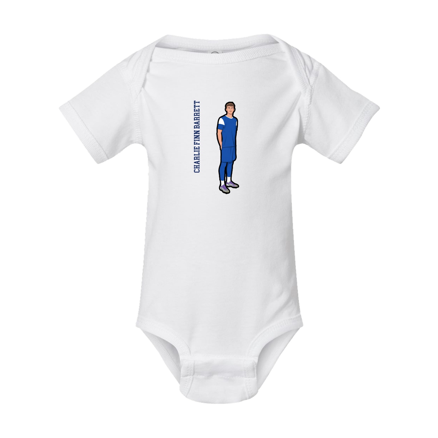 Baby Onesie — Name Vertical in White