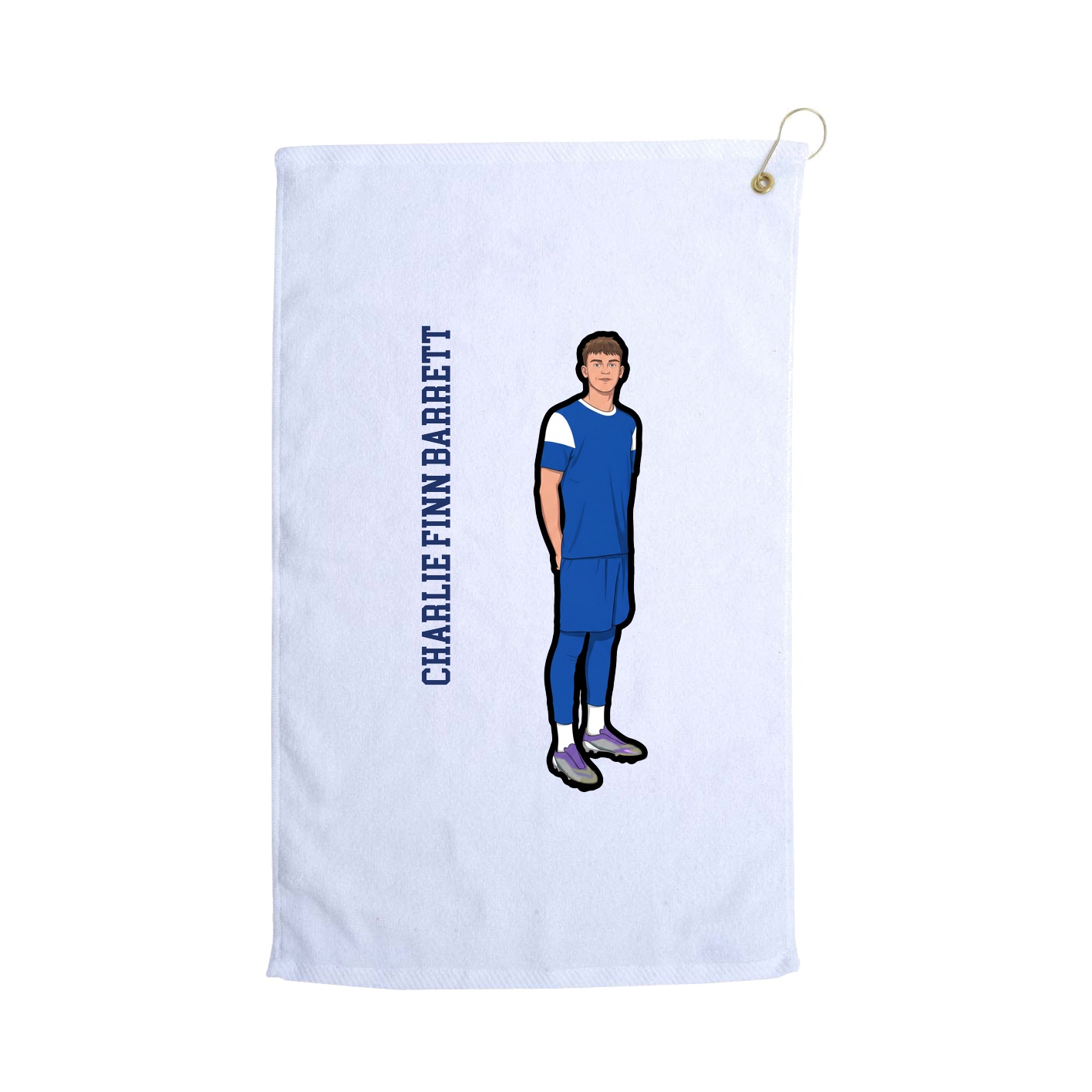 Golf Towel — Name Vertical in White