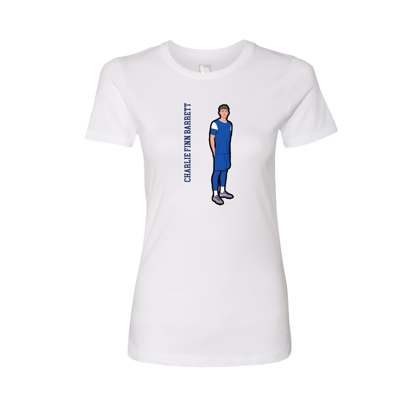 Womens Tee — Name Vertical in White