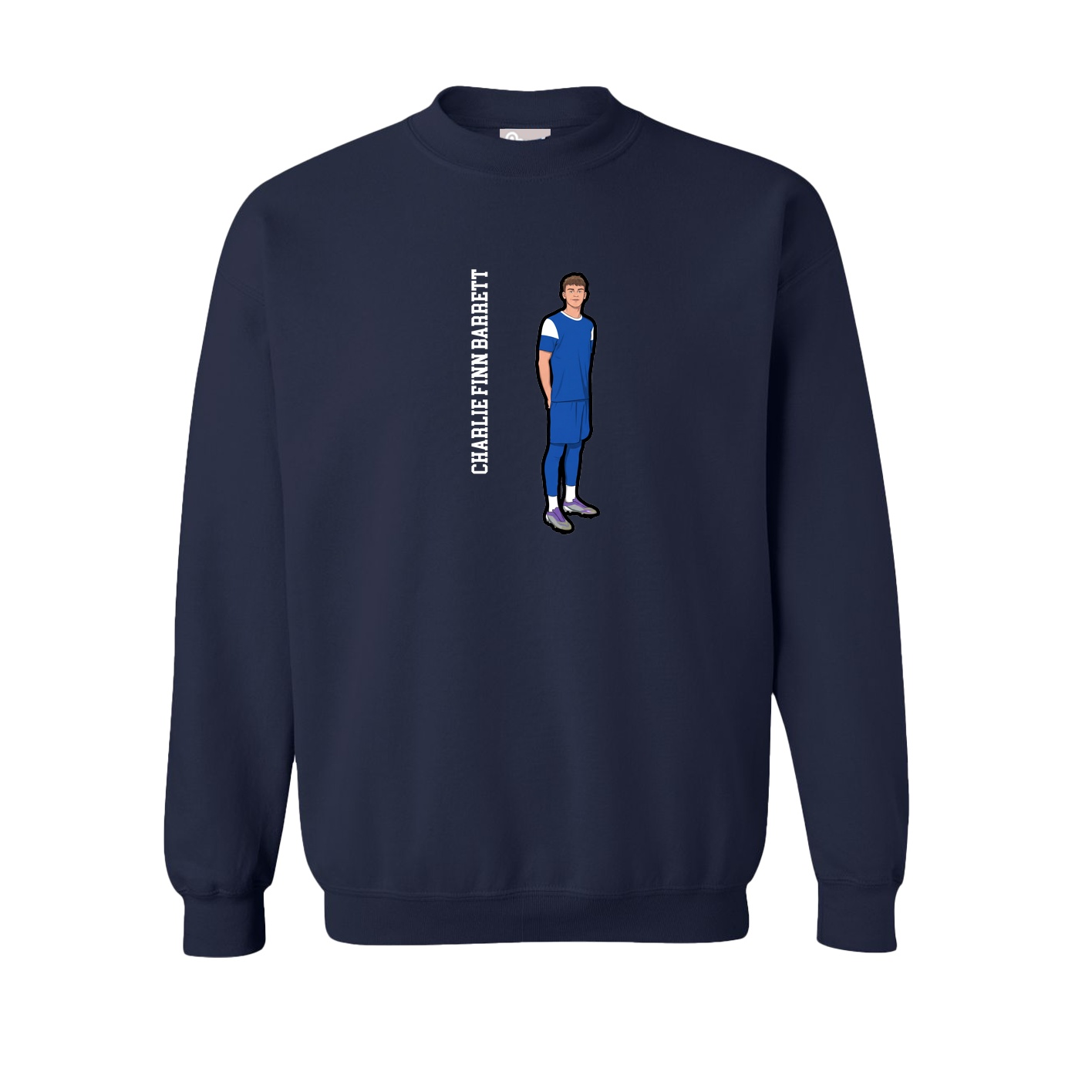 Fleece Crew — Name Vertical in Navy