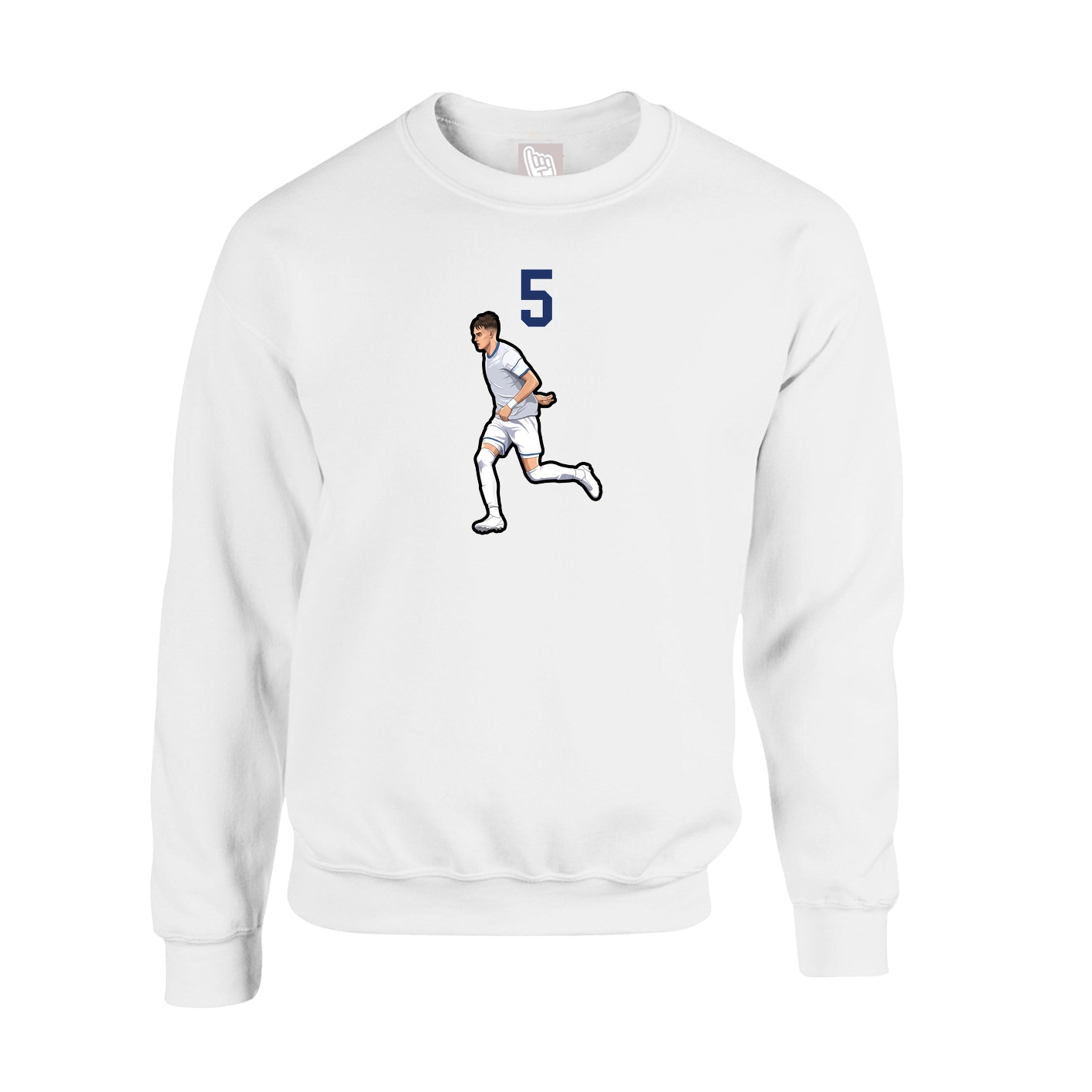 Fleece Crew — Number Top in White