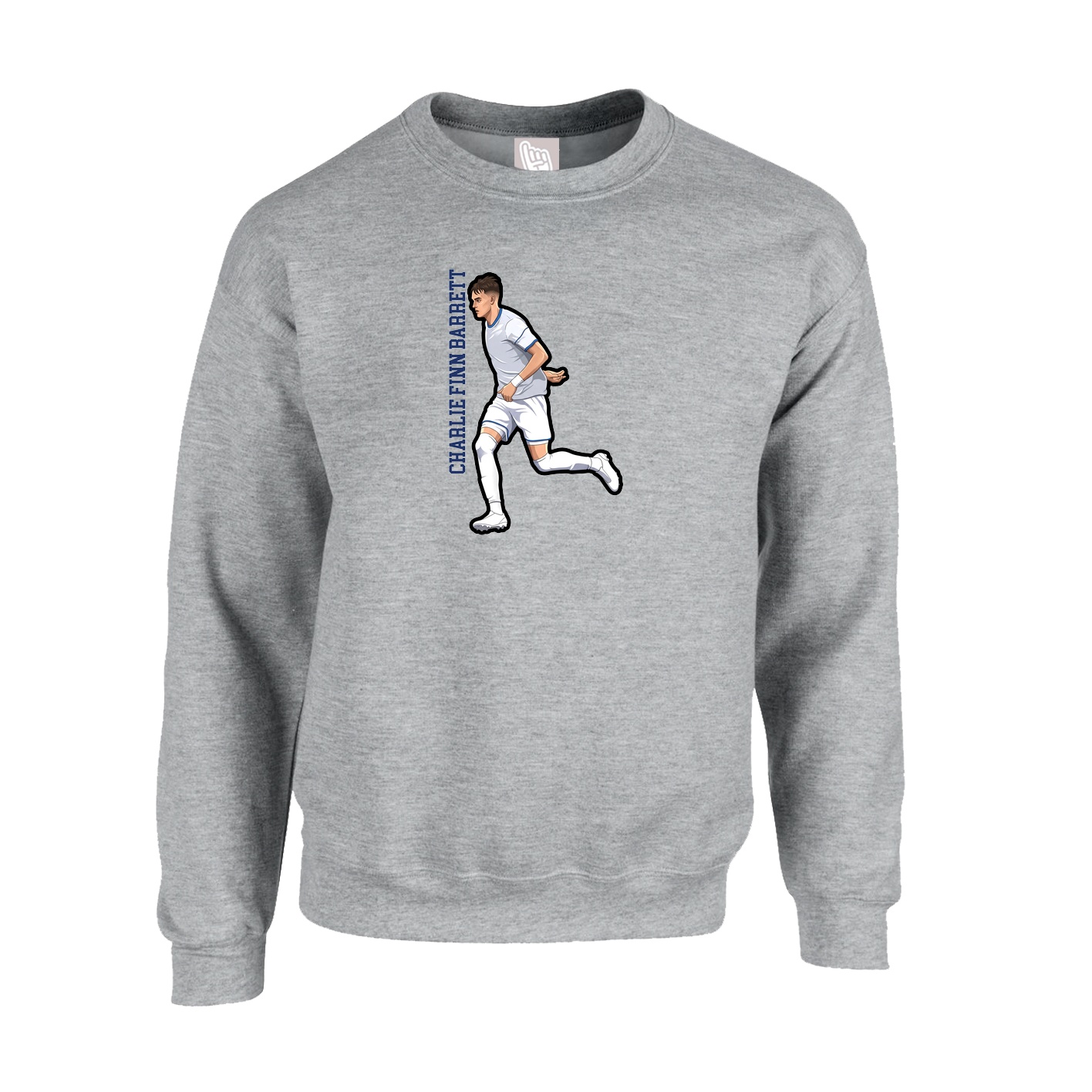Fleece Crew — Name Vertical in Grey