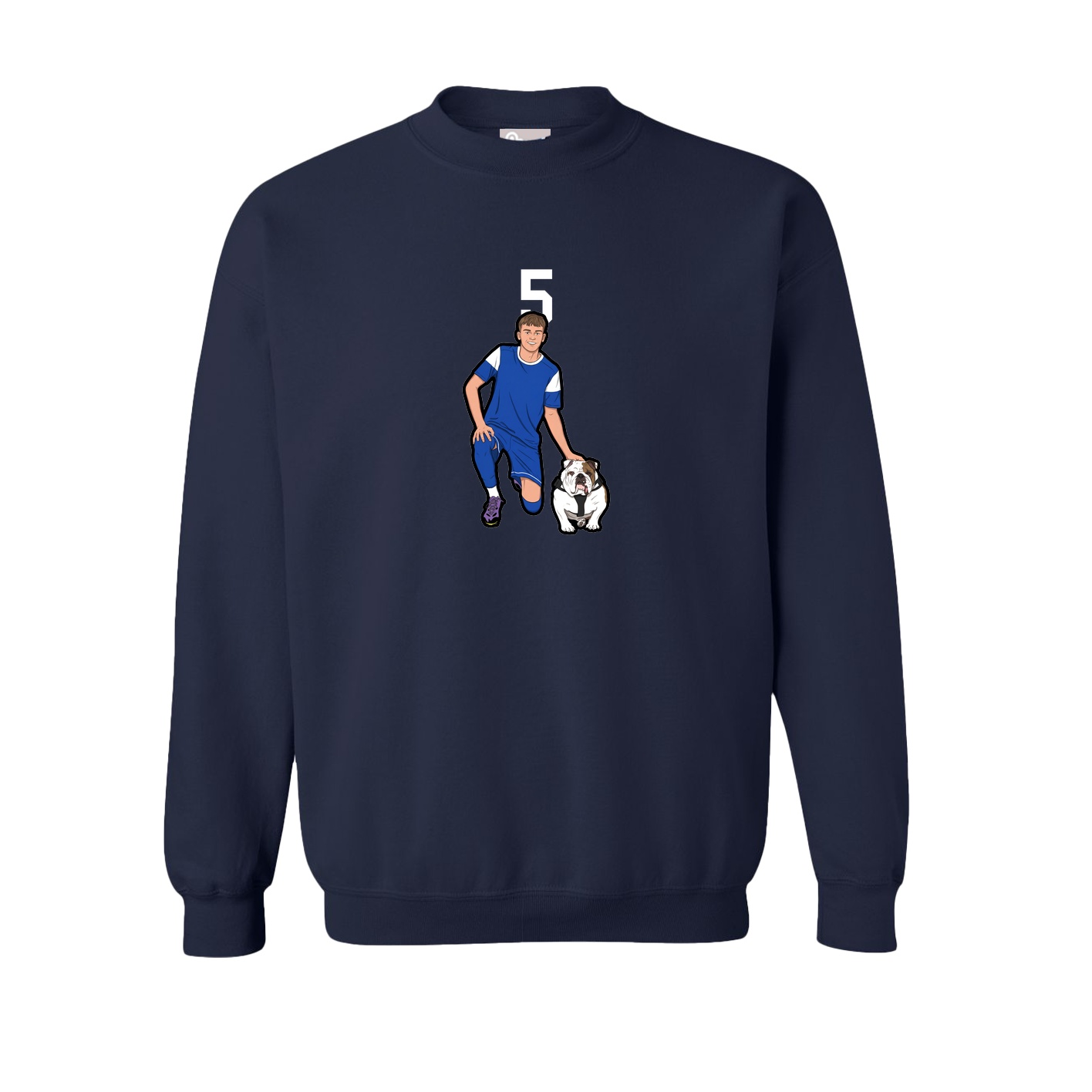 Fleece Crew — Number Top in Navy