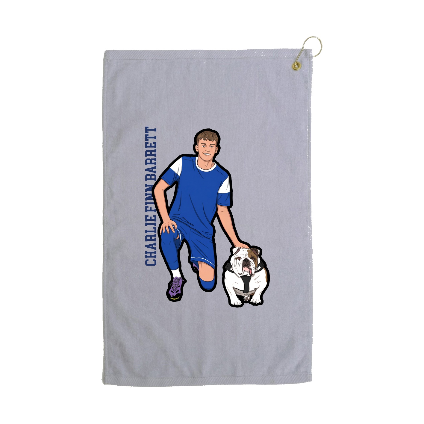 Golf Towel — Name Vertical in Grey
