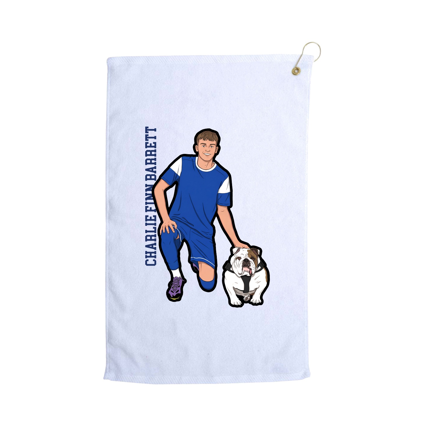 Golf Towel — Name Vertical in White