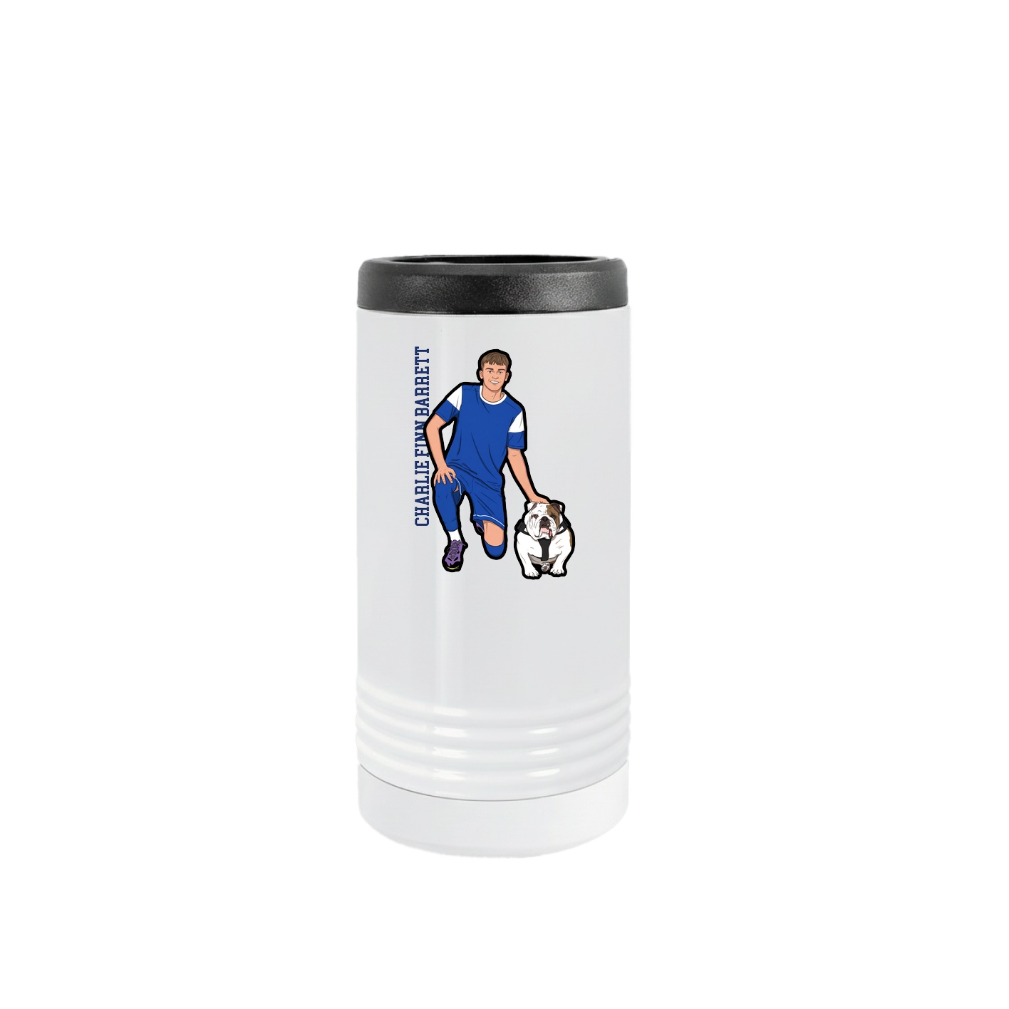Slim Beverage Holder — Name Vertical in White