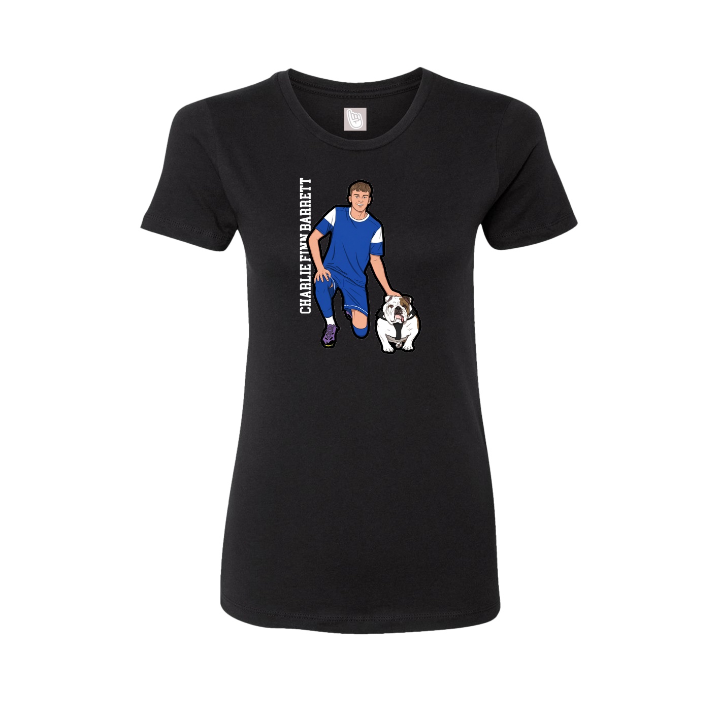 Fitted Women's Tee — Name Vertical in Black
