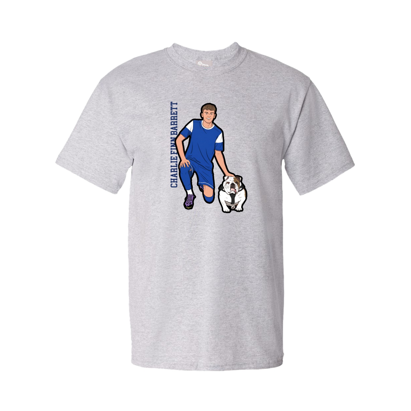 Youth Tee — Name Vertical in Grey