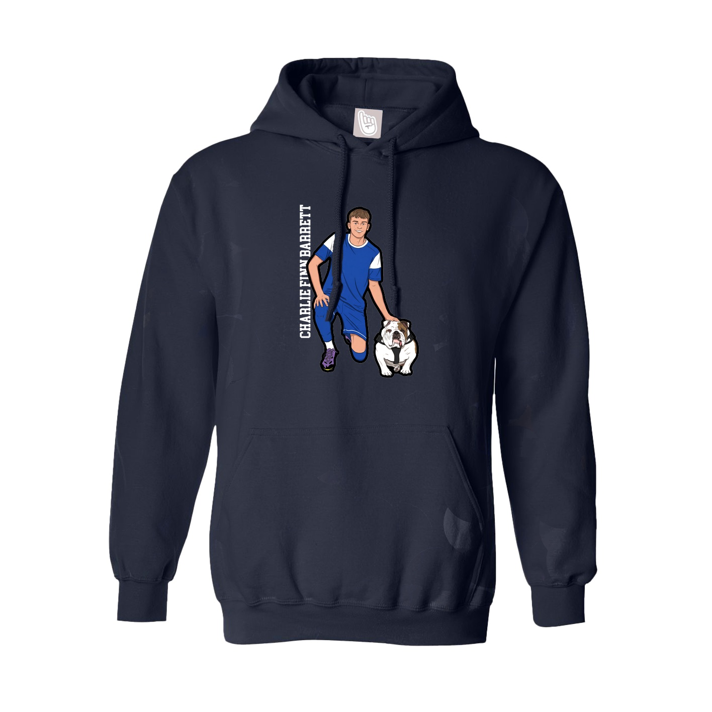 Hoodie — Name Vertical in Navy