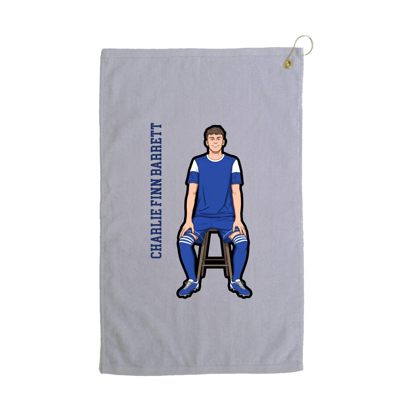 Golf Towel — Name Vertical in Grey