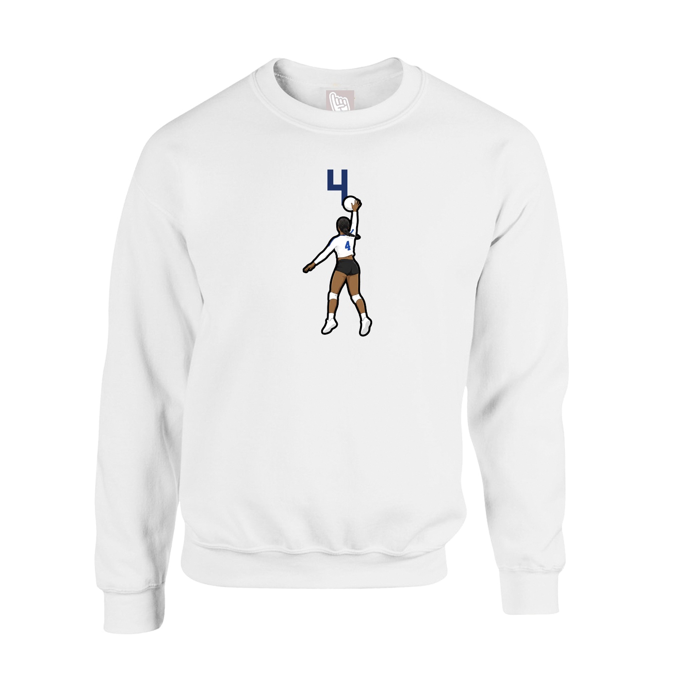 Fleece Crew — Number Top in White