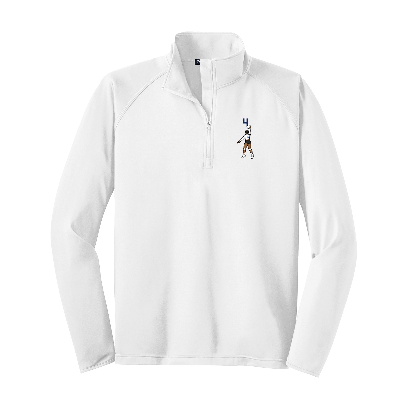 Q-Zip Pullover — Number Top in White