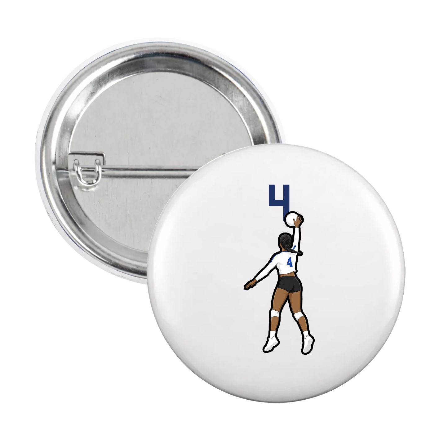 Game Day Button — Number Top in White