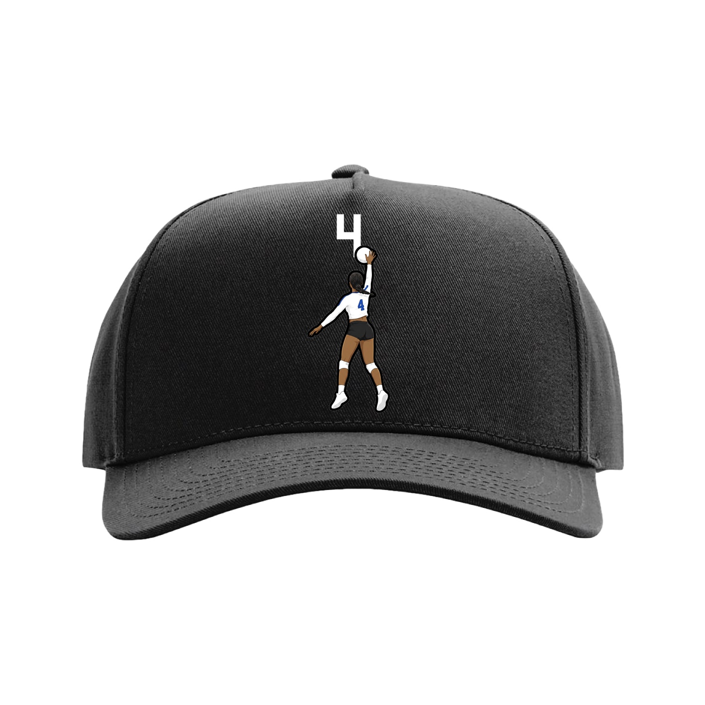 Full Fabric Five-Panel Champ Cap — Number Top in Black