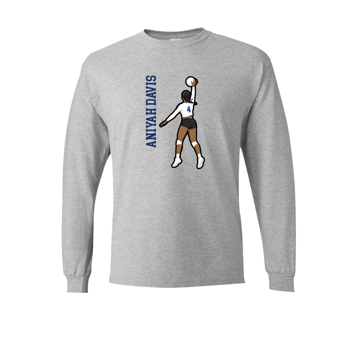 Long Sleeve Tee — Name Vertical in Grey