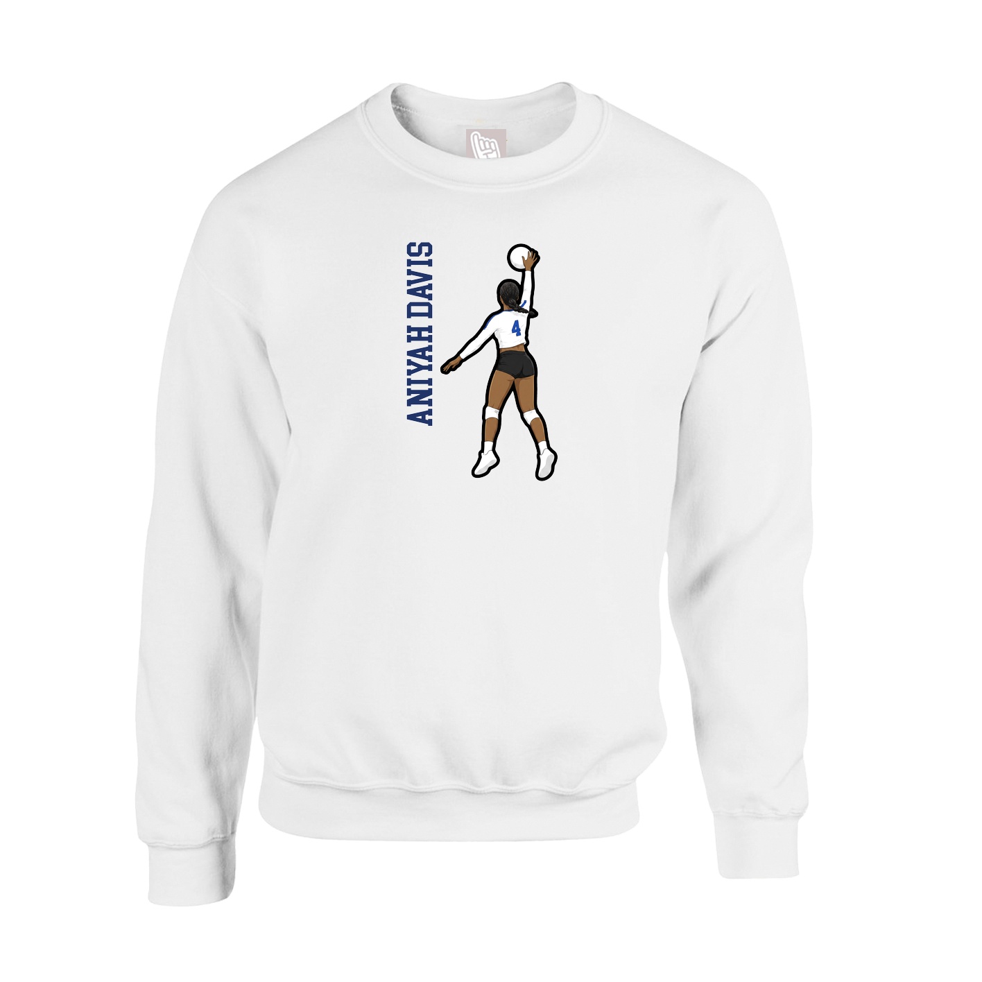 Fleece Crew — Name Vertical in White
