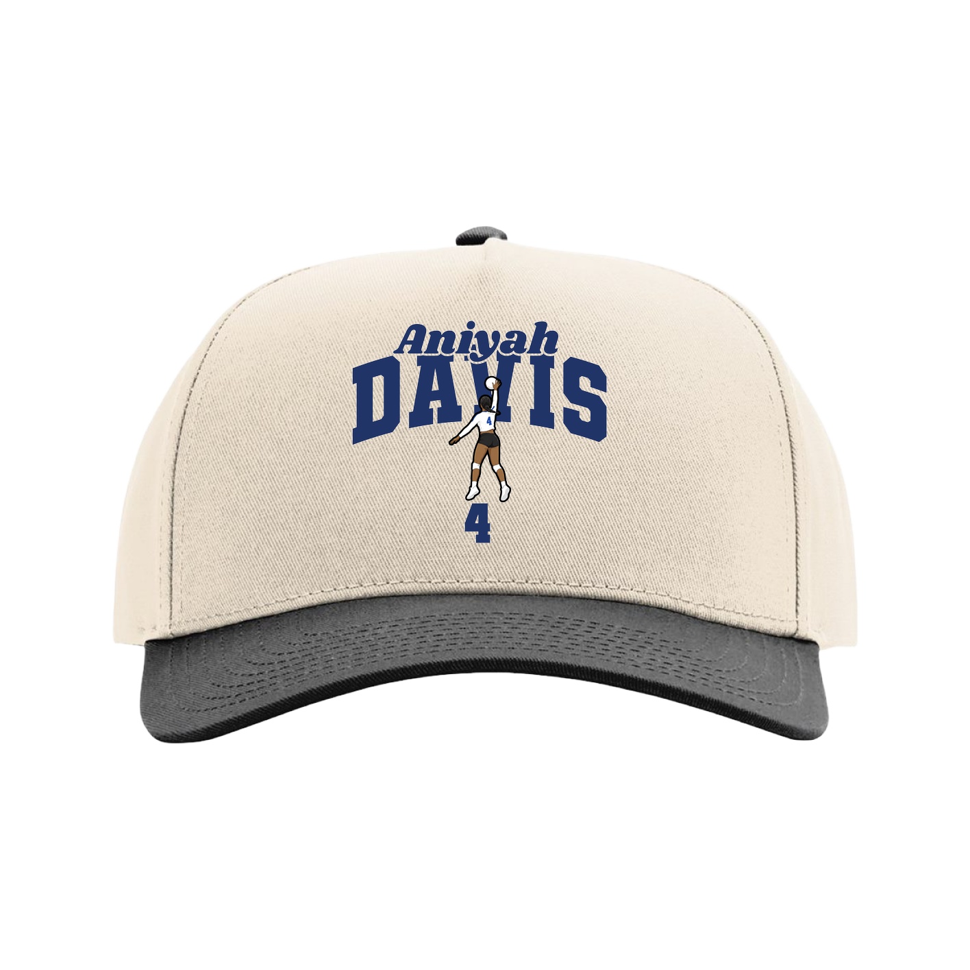 Full Fabric Five-Panel Champ Cap — Signature Arch in Cream/Black