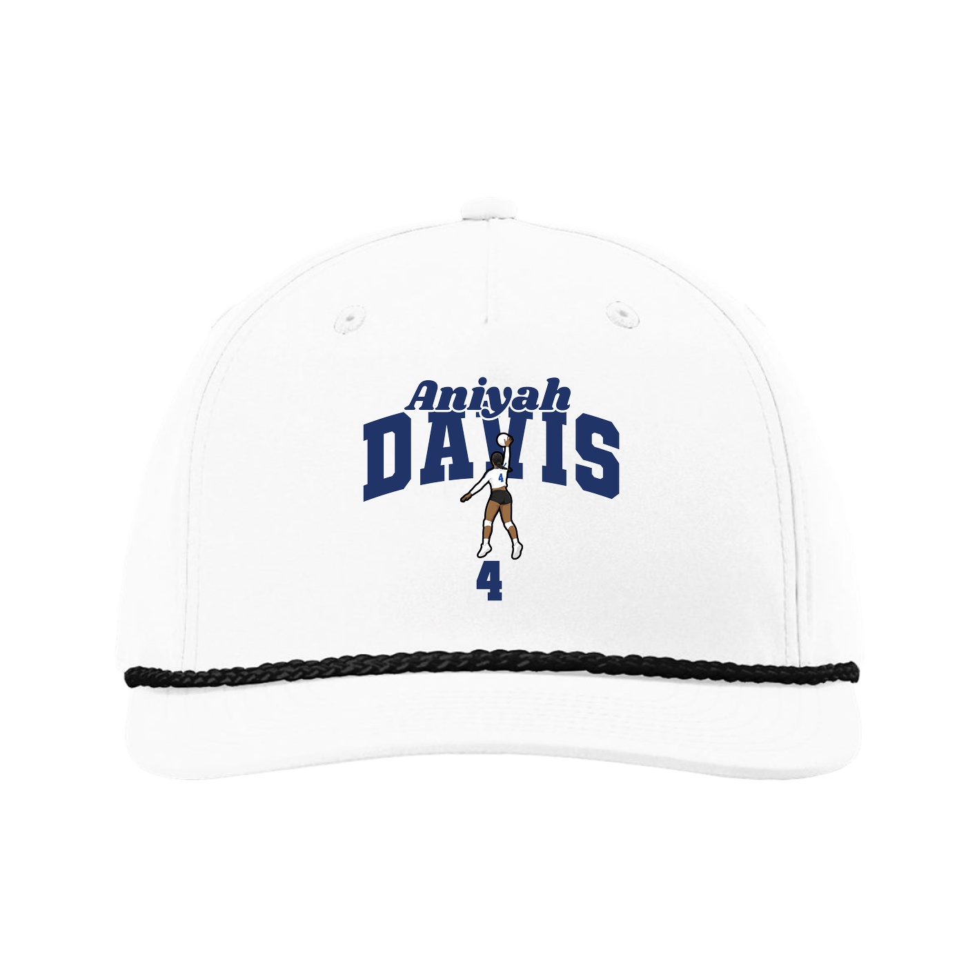 Five-Panel Classic Rope Cap — Signature Arch in White