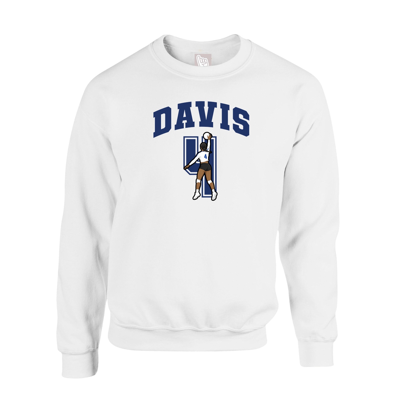 Fleece Crew — Number in White