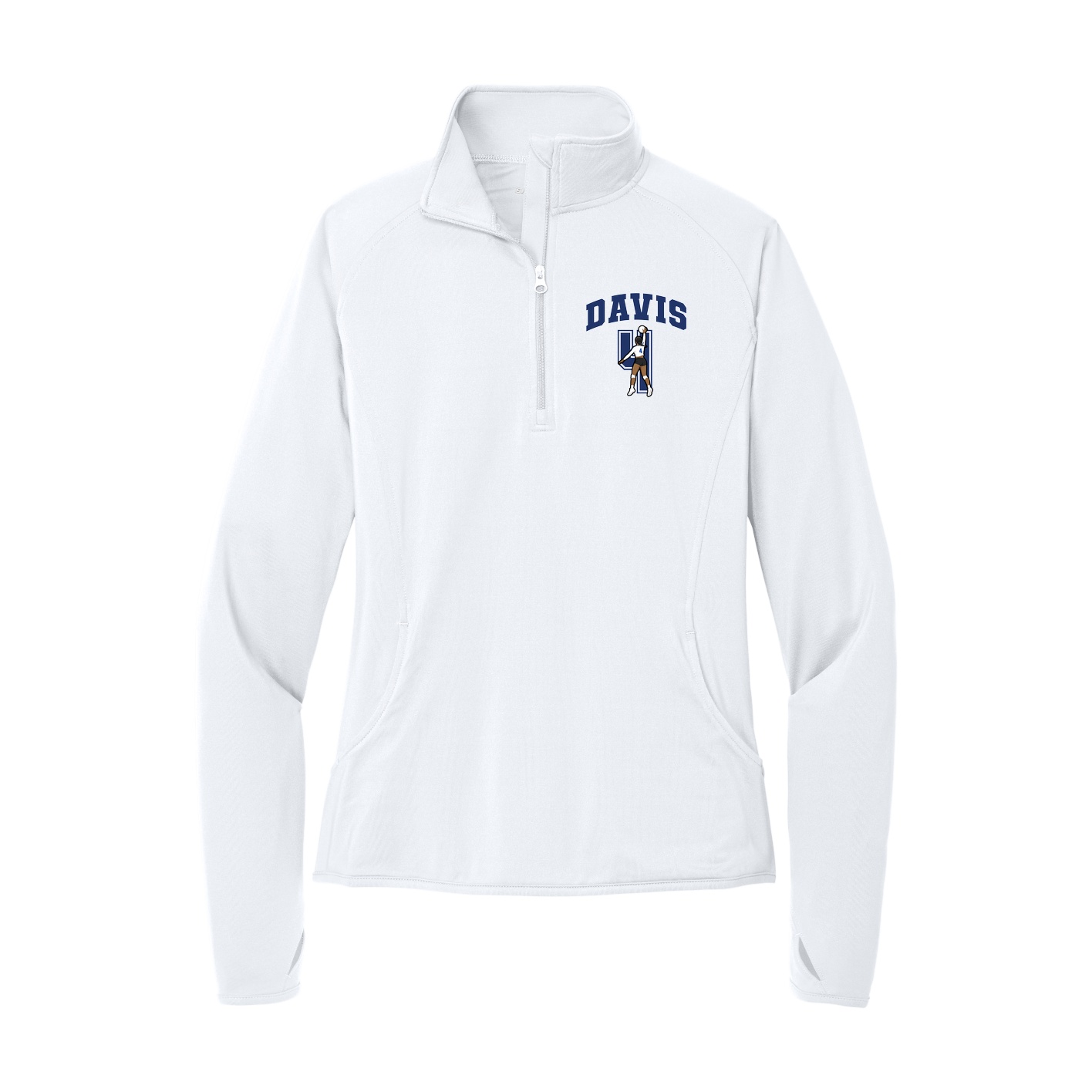 Women's Q-Zip Pullover — Number in White