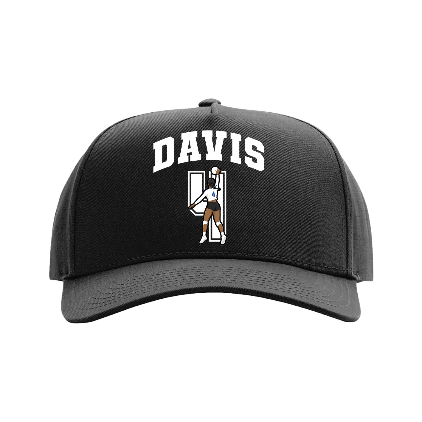 Full Fabric Five-Panel Champ Cap — Number in Black