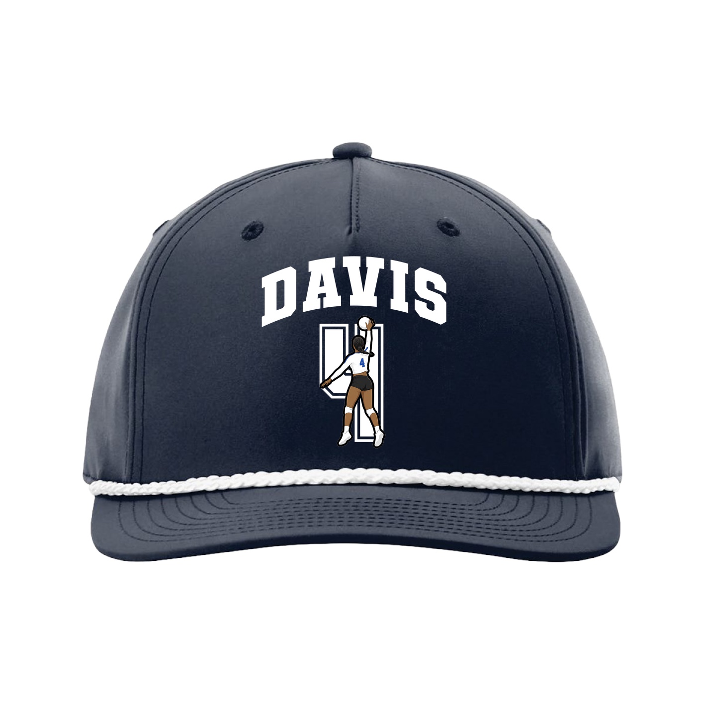 Five-Panel Classic Rope Cap — Number in Navy